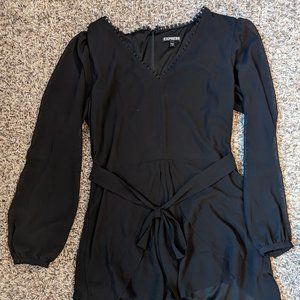 Express Women's Long Sleeve Romper Shorts - Black - Size 10
